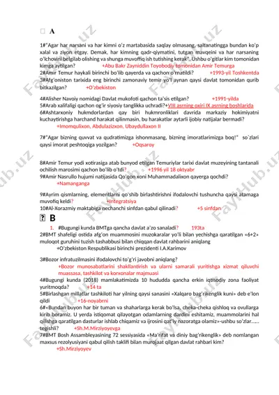 tarixiy savollar va javoblar — DOCX