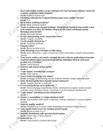 aqliy hujum va fikrlash usullari — DOCX