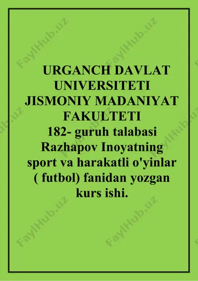 darvozabon o'yin tekhnika va taktikasi — DOCX