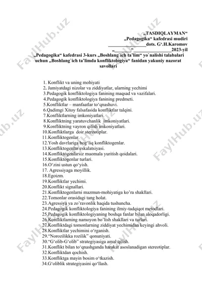 boshlang`ich ta’limda konfliktologiya — DOCX
