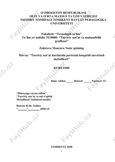 tasviriy san’at darslarida portretni bosqichli tasvirlash metodikasi — DOCX