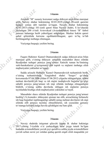 huquqshunoslikga oid sudlar misollar — DOCX