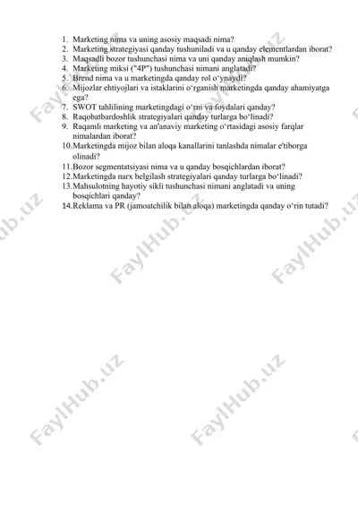marketing asoslari — DOCX