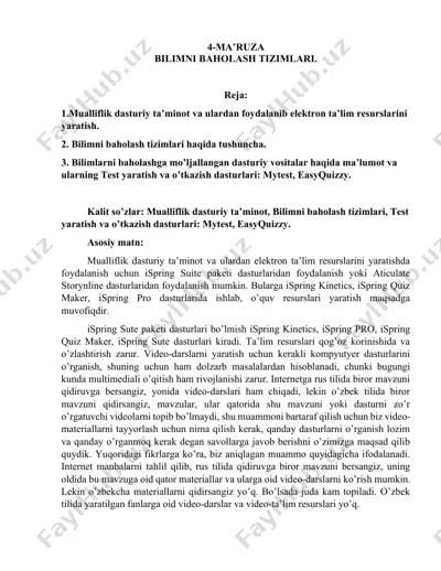 bilimni baholash tizimlari — DOCX