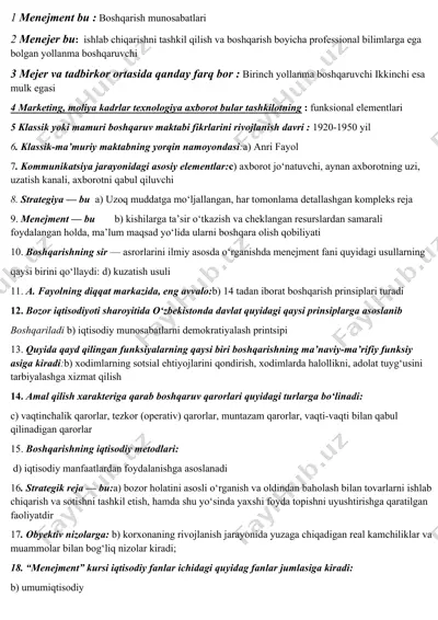 menejerlik va boshqarishning asosiy tamoyillari — DOCX