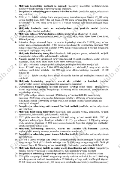 moliyaviy hisobotlar va buxgalteriya balansi — DOC