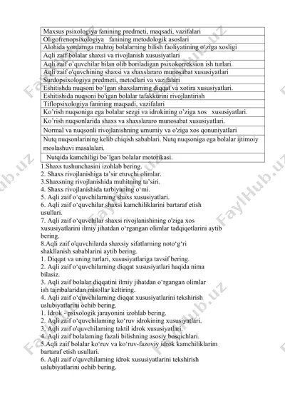oligofrenopsixologiya fanining metodologik asoslari — DOCX
