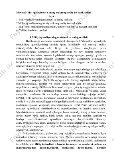 milliy iqtisodiyot va uning makroiqtisodiy ko’rsatkichlari — DOCX