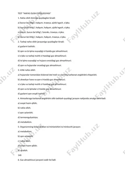 nafas olish fiziologiyasi — DOCX