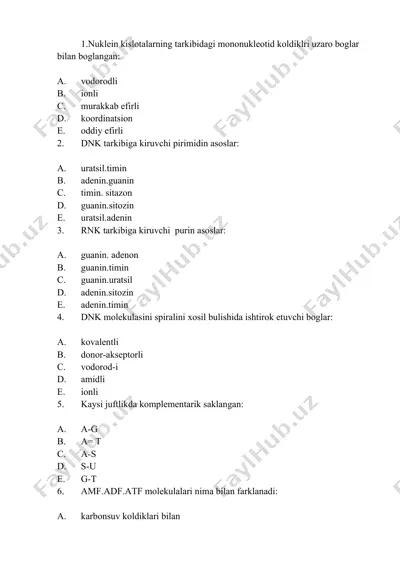 nuklein kislotalar va mononukleotidlar — DOCX