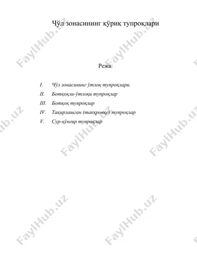 чўл зонасининг қўриқ тупроқлари — DOC