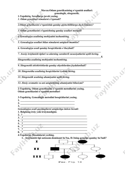 odam genetikasining o‘rganish usullari — DOCX