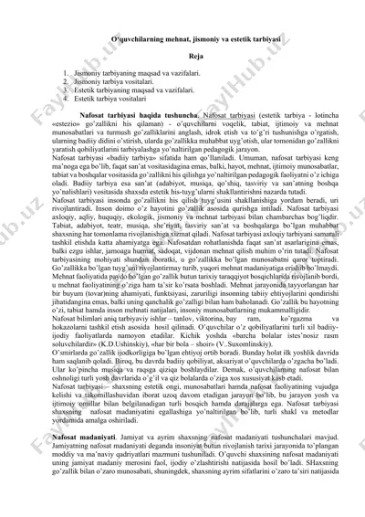 nafosat tarbiyasi haqida tushuncha — DOCX