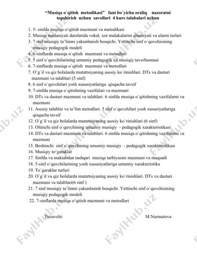 musiqa o`qitish metodikasi — DOC