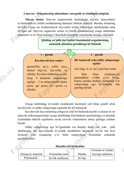 energetik to‘yimlilikning qanday aniqlash mumkinligi — DOCX