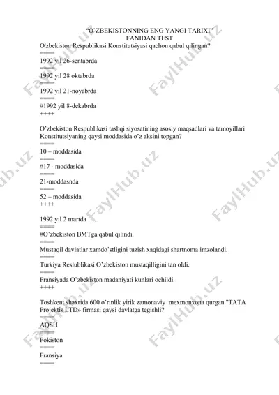 o`zbekistonning eng yangi tarixi — DOCX