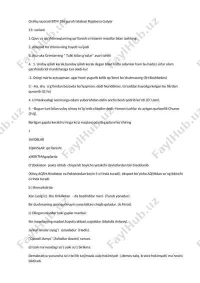 qavs va qo’shtirnoqlarning qo’llanishi — DOCX