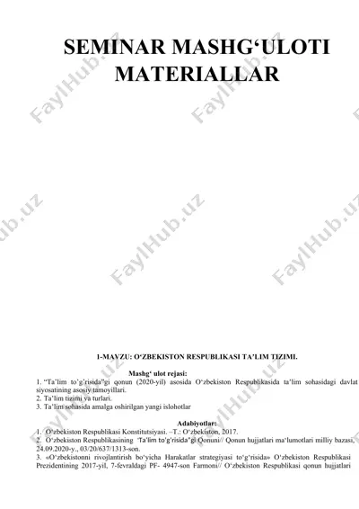 o‘zbekiston respublikasi taʼlim tizimi — DOCX