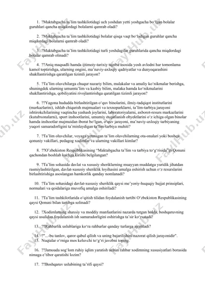 maktabgacha ta'lim tashkilotidagi bolalar guruhlari miqdori — DOCX