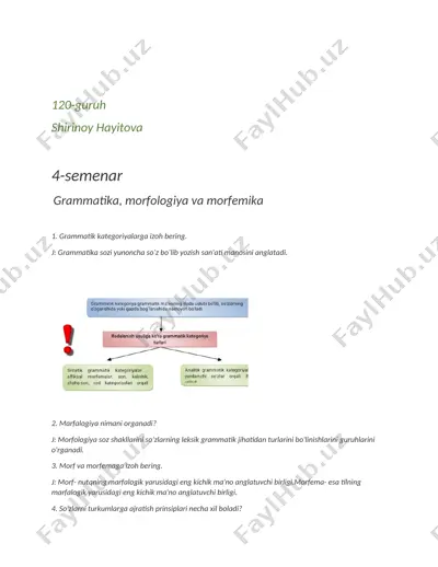 grammatika, morfologiya va morfemika — DOCX