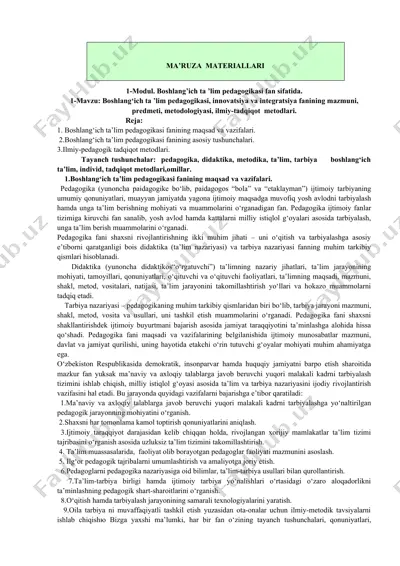boshlang‘ich ta’lim pedagogikasi fan sifatida — DOCX