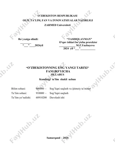 o‘zbekistonning eng yangi tarixi — DOCX