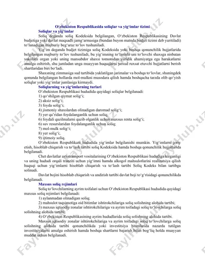 soliqlar va yig‘imlar tizimi — DOCX