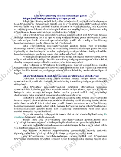 soliq to‘lovchilarning konsolidatsiyalashgan guruhi — DOCX