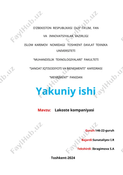 lacoste kompaniyasi — DOCX