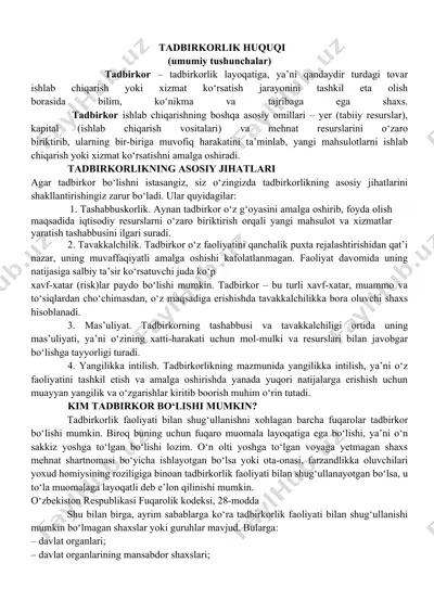 tadbirkorlik huquqi — DOCX
