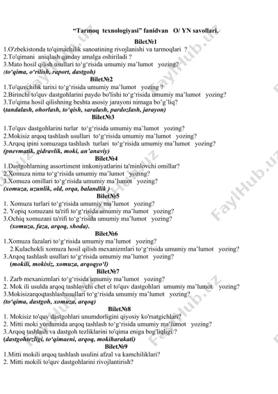 tarmoq texnologiyasi fanidvan o/yn savollari — DOCX