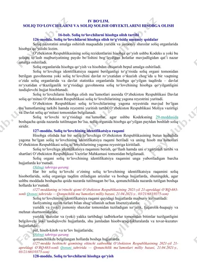 soliq to‘lovchilarni va soliq solish obyektlarini hisobga olish tartibi — DOC
