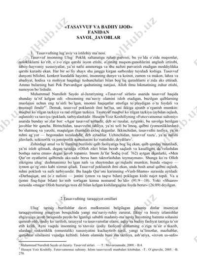 tasavvuf va badiiy ijod — DOCX