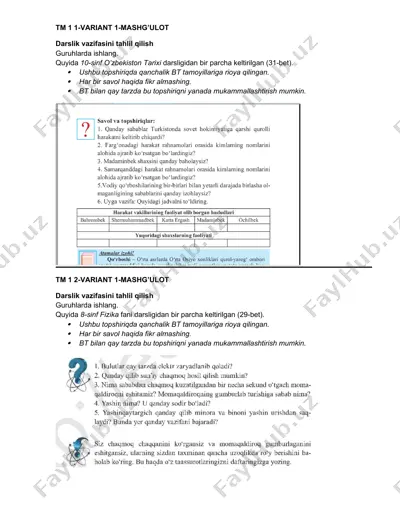 darslik vazifasini tahlil qilish — DOCX