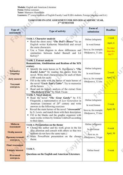 module: english and american literature — DOCX