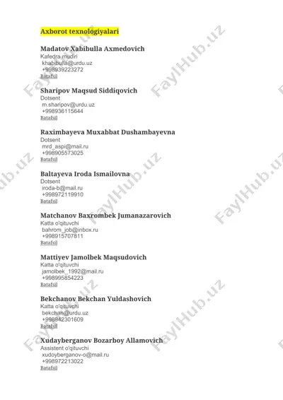 axborot texnologiyalari — DOCX
