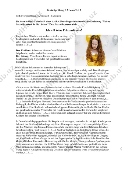 deutschprüfung b2 lesen teil 2 — DOCX