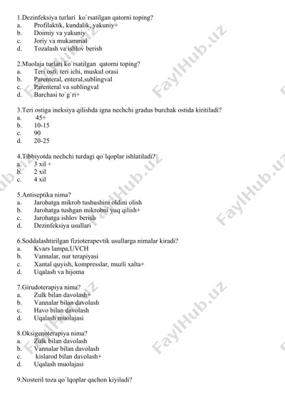 tibbiyotda dezinfeksiya va muolajalar — DOCX