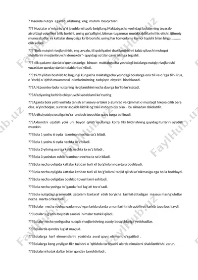 nutq rivojlantirishda boshlang‘ich bosqichlar — DOCX