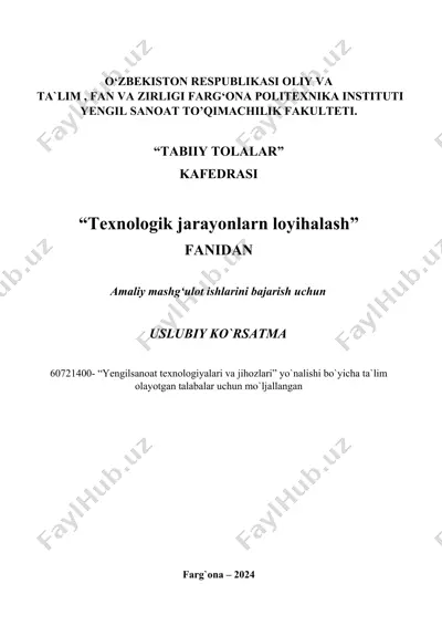 usbubiy qo'llanma "yengil sanoat texnologiyalari va jihozlari" — DOCX