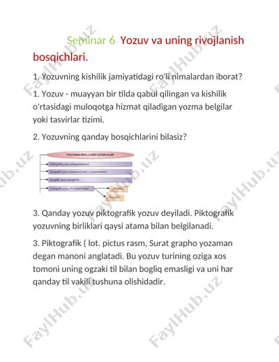 seminar 6 yozuv va uning rivojlanish bosqichlari — DOCX