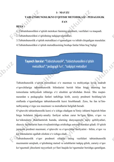 tabiatshunoslikni o'qitish metodikasi — DOCX