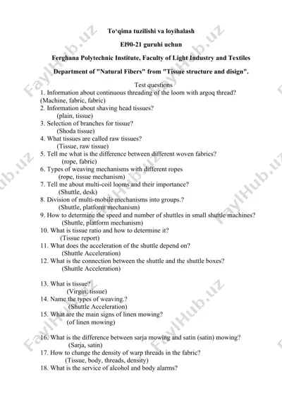 tissue structure and design test questions — DOCX