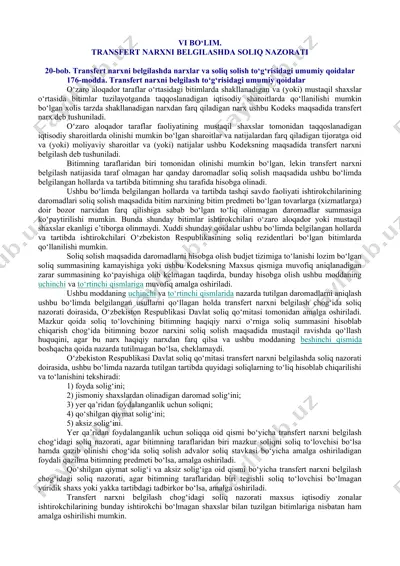 transfert narxni belgilashda soliq nazorati — DOC