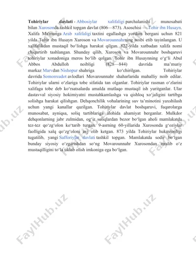tohiriylar davlati — DOCX