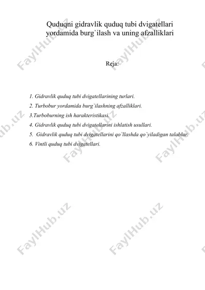 quduqni gidrаvlik quduq tubi dvigаtеllаri  yordаmidа burg'ilаsh vа uning аfzаlliklаri — DOC