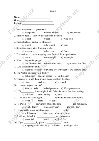 english grammar quiz — DOCX