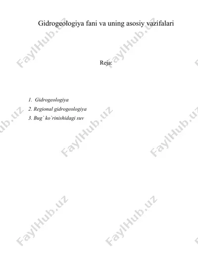 gidrogeologiya fani va uning asosiy vazifalari — DOC
