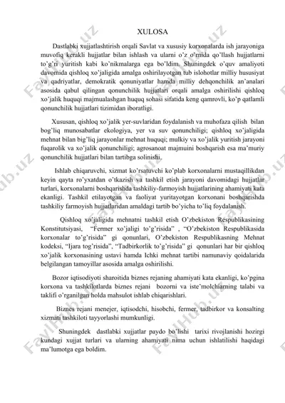 qishloq xo’jaligi huquqi va qonunchilik hujjatlari — DOCX