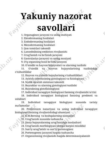individuol taraqqiyot biologiyasi fanining rivojlanishi ta’rixi — DOCX